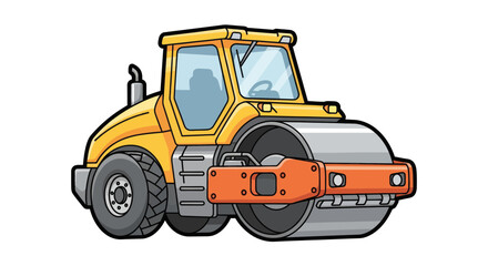 Vibrant Illustrated Road Roller: A Colorful Depiction Of Construction Equipment Asset