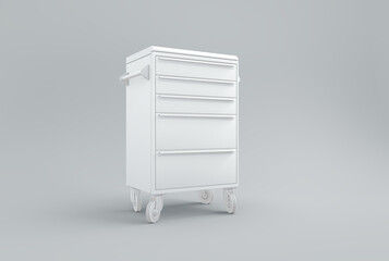 White Medical Tool Trolley Cart with Drawers &ndash; Clean 3D Hospital Render