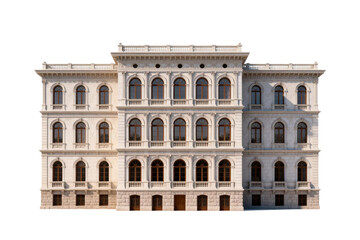 Naklejka premium A grand multi-story building with ornate windows and classic architecture