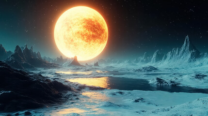 Unknown planet from outer space. Space nebula. Cosmic cluster of stars. Outer space background