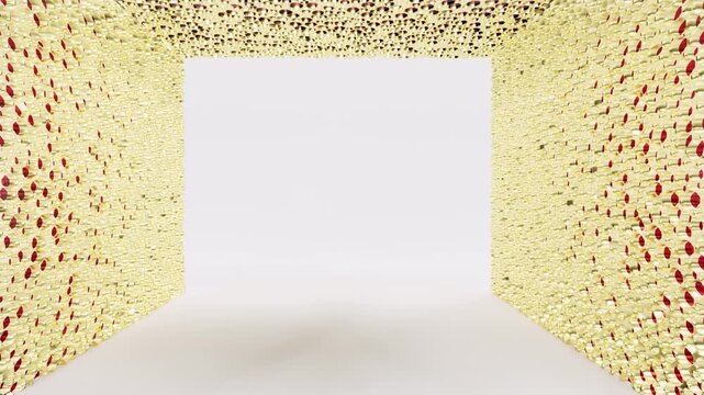 Gold arc red glass white bg 4k