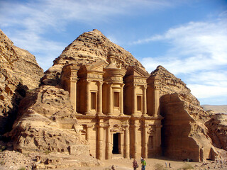 Breathtaking landscape of the ancient Nabatean city carved into rocks, Petra, Jordan