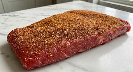 Seasoned Raw Beef Roast Ready for Cooking.