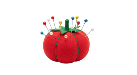 Red Tomato Pincushion with Assorted Pins sewing craft