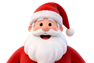 Cheerful Santa Claus Character with Red Suit and White Beard