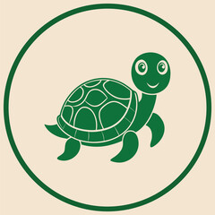 Cute Green Cartoon Turtle Icon