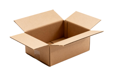 Open cardboard box used for packaging and shipping purposes