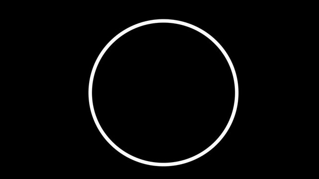 Simple white thin circle outline centered on a solid black background creating a minimalist abstract graphic element