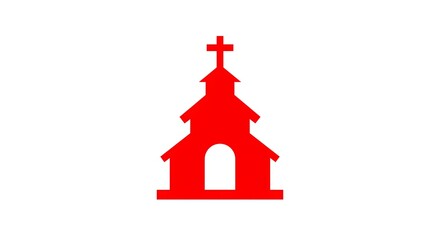 Red Church Silhouette Icon Vector Art.
