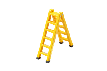 A bright yellow folding ladder for various tasks and uses