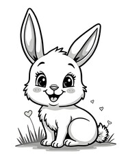 Obraz premium Adorable cartoon bunny rabbit with big eyes and a happy expression