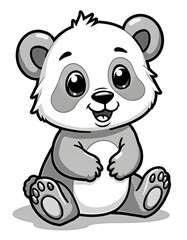 Fototapeta premium Adorable cartoon panda bear sitting and smiling, perfect for children's designs