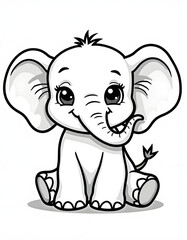 Fototapeta premium Adorable cartoon elephant with big eyes and a charming smile, sitting down