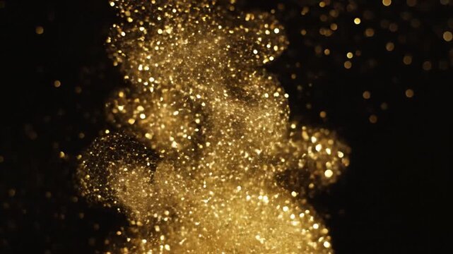 Golden Glitter Explosion - A Mesmerizing Display of Sparkling Particles.