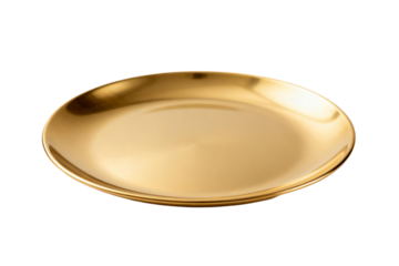 Shiny golden round plate for serving food or decoration