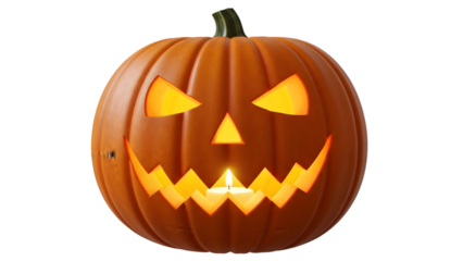 Classic jack o lantern with triangular eyes and toothy grin
