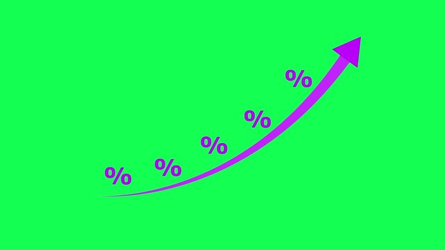 Profit high growth percent icon, stocks, financial, Interest rate and dividend concept. Abstract neon business concept chart icon animation background.12 month increased graph