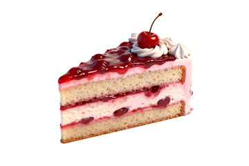 Delicious slice of cake with cherry on top