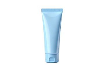 A light blue plastic tube for cosmetic or personal care product