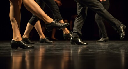 Tap Dancing Feet in Motion on Stage.