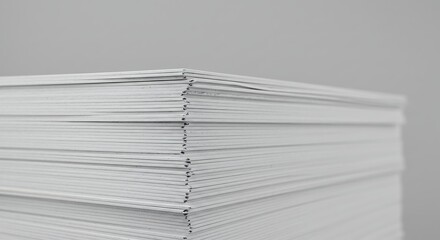 Stack of White Paper Sheets Close-Up in Studio Lighting.