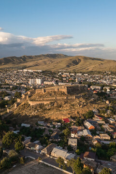Aerial view of Gori fortress. Vertical photo
