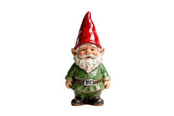 Obraz premium A cheerful garden gnome with red hat and green outfit