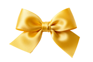 A bright golden satin bow for fashion decoration
