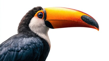 Naklejka premium Colorful toucan bird with large beak on white background