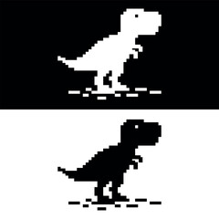 Google chrome dinosaur error screen pixel art isolated on Black & white background © Shoaib