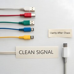Organized USB Cables Displaying Clean Signal on White Surface