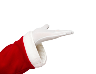 Santa Claus presenting your text or product isolated on transparent background, png file