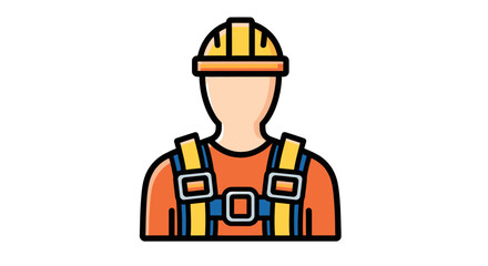 Obraz premium Safety Inspector Icon Depicting Construction Worker In Protective Gear On White Background