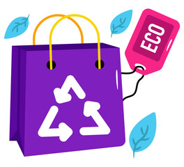 Conceptual flat design icon of shopping bag recycling 