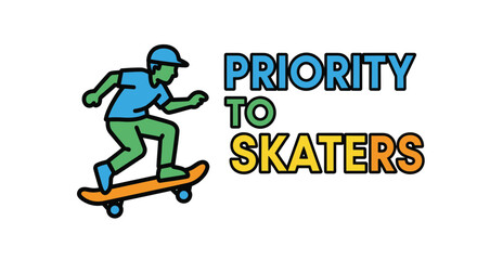 Skateboarder Image with the Priority Message to Skaters, Icon with Clean Graphics