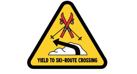 Skiing Route Crossing Sign: Ensure Safety and Yield to Skiers During Winter Recreation