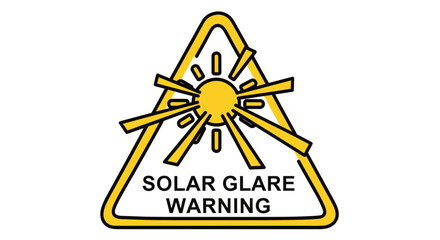 Solar Glare Warning Sign Icon Isolated on White Background for Hazard Alert Symbols