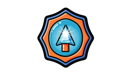 Sparkling Arrow Within A Decorative Emblem For Digital Navigation Or UI Design