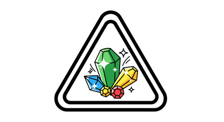 Sparkling Gemstone Cluster Inside a Modern Geometric Triangle Shape Design