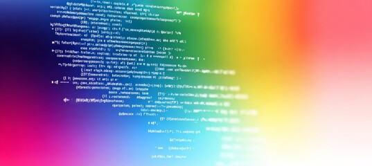 Coding script data on colorful background. Machine artificial intelligence. Generative AI technology.
