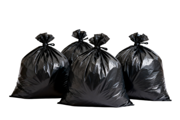 Black plastic garbage bags for waste disposal and environmental protection