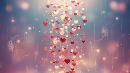 Abstract cascading hearts forming a vertical shape with soft pastel colors