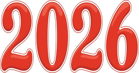 Glossy Red Balloon 2026 Numbers on Clean White Background
