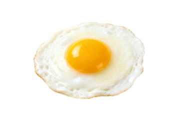 A close-up view of a fried egg with a bright yellow yolk