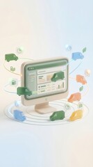 Fleet management software concept with connected vehicles and data visualization