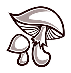 Symbol of stylized forest mushrooms.
