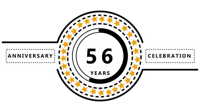 56 Years Anniversary Celebration Emblem with Golden Stars and Text logo