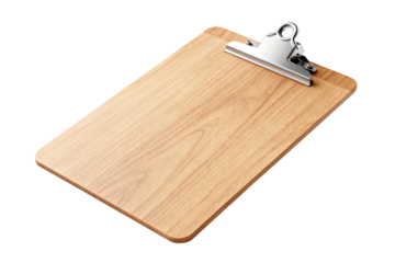 Wooden clipboard with metal clip for office use