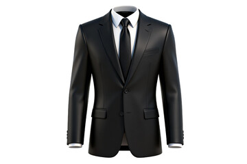 Elegant black formal suit with white shirt and black tie for professional look