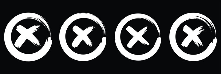 Hand drawn check tick mark icon set. x marks, checkboxes, and checklist symbols including right and wrong signs in brush marker style. Grunge x sign. Delete icon. rejection icon. hand drawn X sign. 